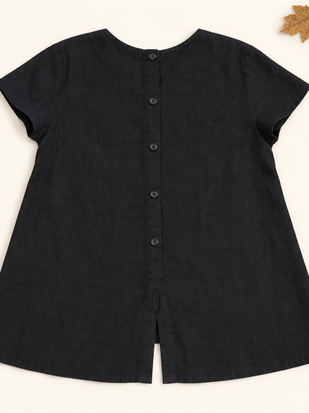 Flax 100% Linen Button-Back High-Low Top - Picture 2 of 6